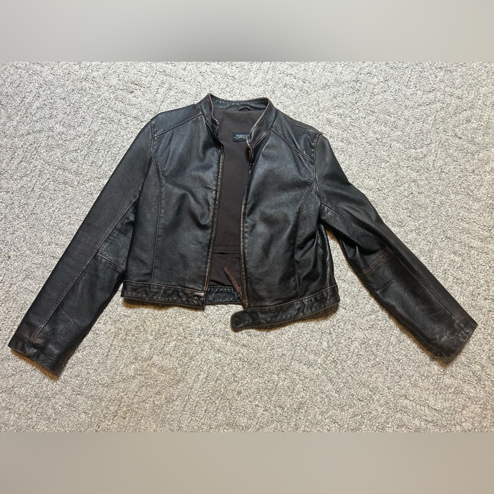Chico's Brown Leather Jacket Timeless Motorcycle Style